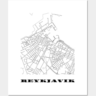 Map of Reykjavík, Iceland Minimalist Line Drawing Posters and Art